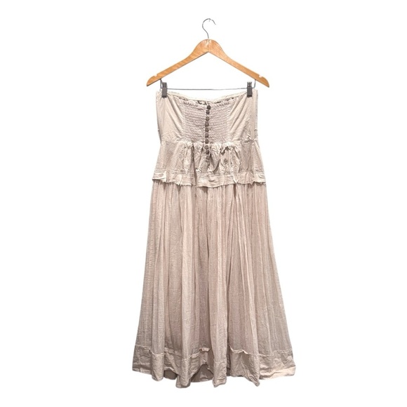 Free People Milan Midi Dress Strapless Cotton Boho Cottagecore Fairy Cream L - Picture 7 of 13